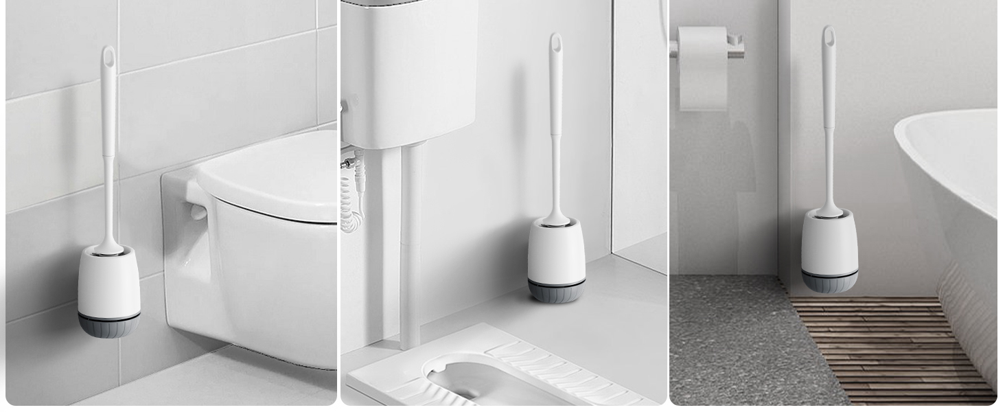 Силіконова щітка для унітазу EWEIMA з швидковисихним тримачем та захистом від протікання, біла