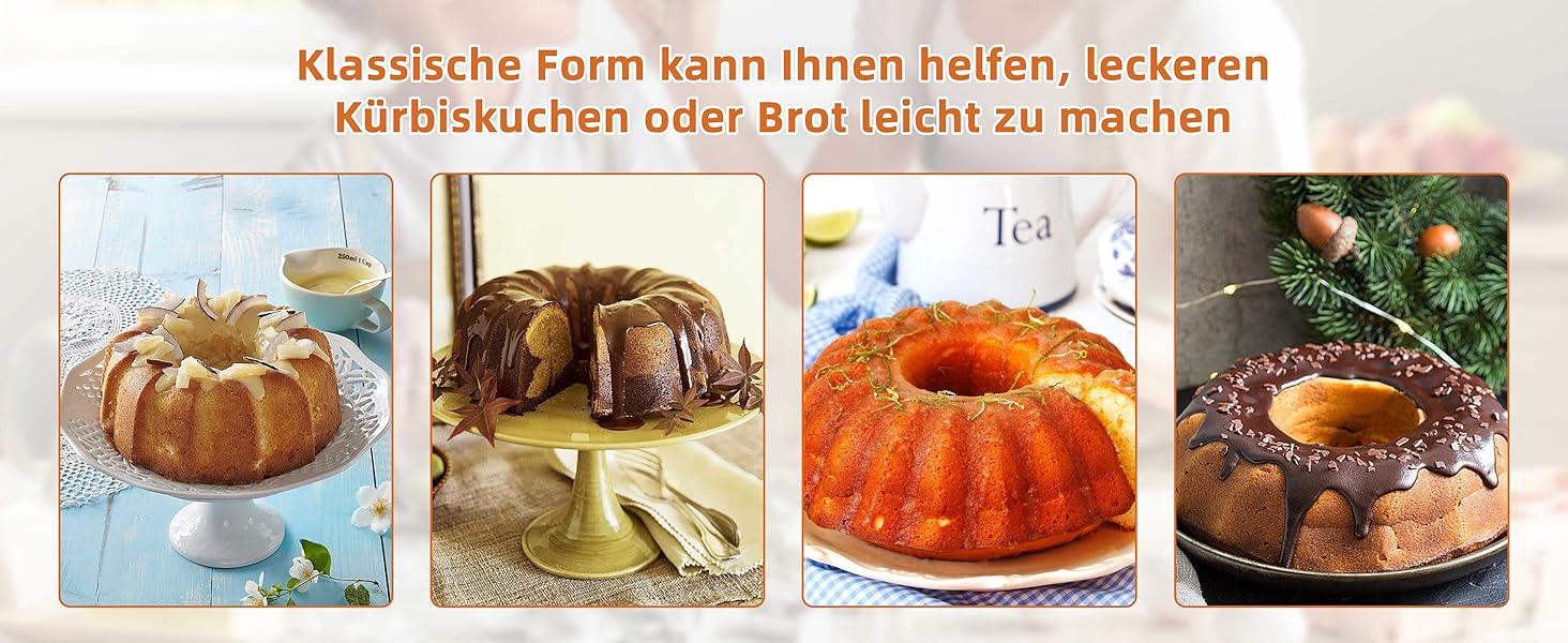 Форма для кексів Onader Gugelhupfform, 25.5 см, з антипригарним покриттям, з нержавіючої сталі, для випікання кексів, хліба, тортів. Золотий колір