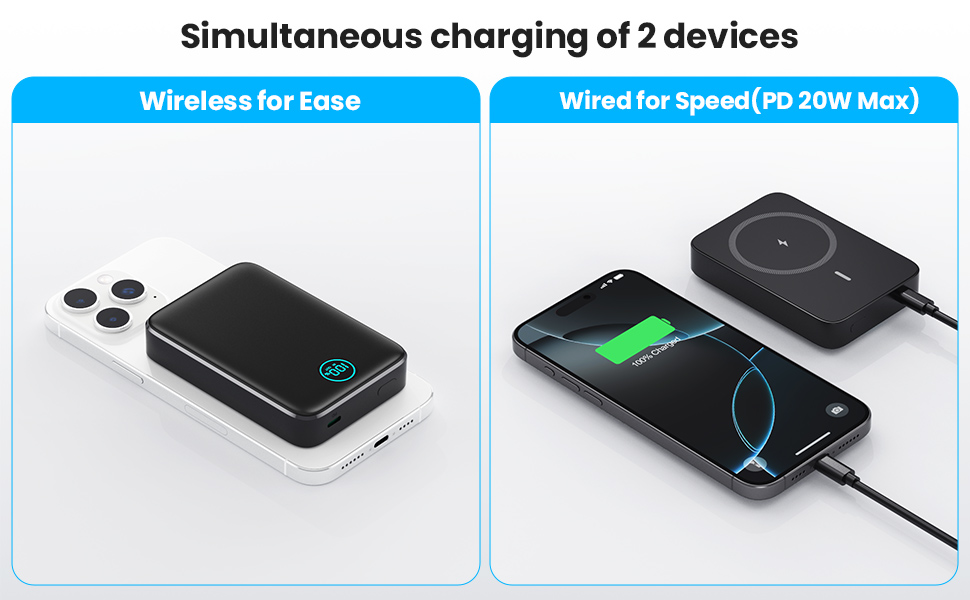 Powerbank MagSafe 10800mAh з LED дисплеєм: швидка зарядка 25W PD, USB-C, для iPhone 16/15/14/13/12, чорний