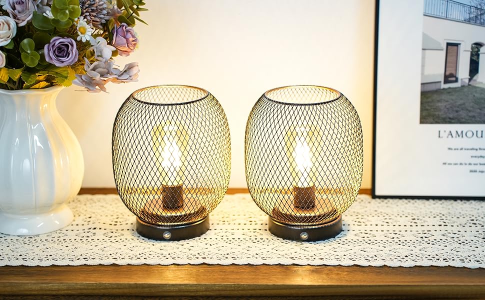 Настільна лампа JHY DESIGN Gold Schwarz: 2 шт. з LED-лампочками, чорний та золотий, для спальні, вітальні, вечірки, саду