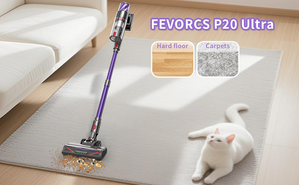 Бездротовий акумуляторний пилосос 550W, потужність 50Kpa, без мішка, з сенсорним екраном, антинамотування, для килимів, твердих поверхонь, авто