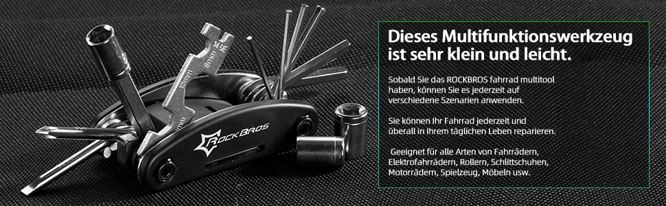 Набір інструментів ROCKBROS для ремонту велосипеда 16 в 1, складаний, чорний