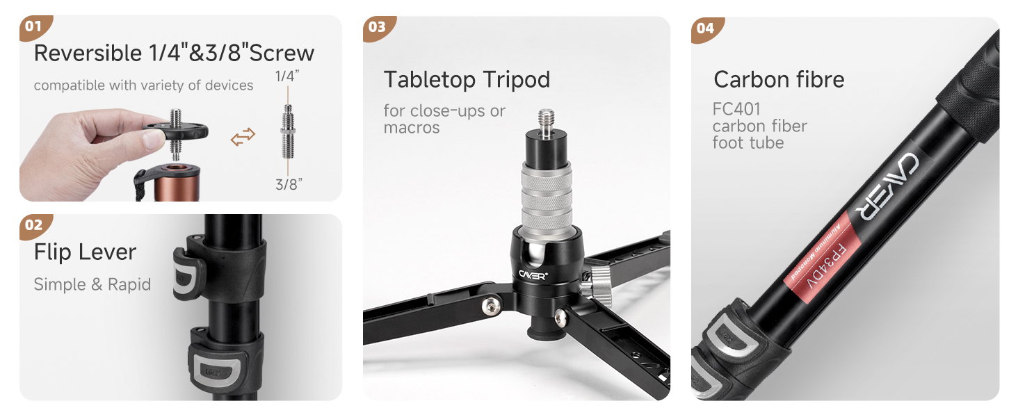 Однонога штатив Cayer FP34 з плавним голковим підшипником, 180 см, для DSLR камер Canon, Nikon, Sony, Olympus, Panasonic