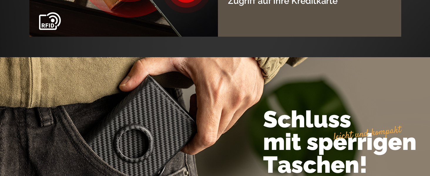 Чоловічий тонкий гаманець Portmonee з захистом RFID, Smart гаманець для карток та грошей, компактний Air Tag гаманець для 12 карт та 2 посвідчення, гаманець з висувним механізмом та відділенням для монет, A002 - Чорний карбон