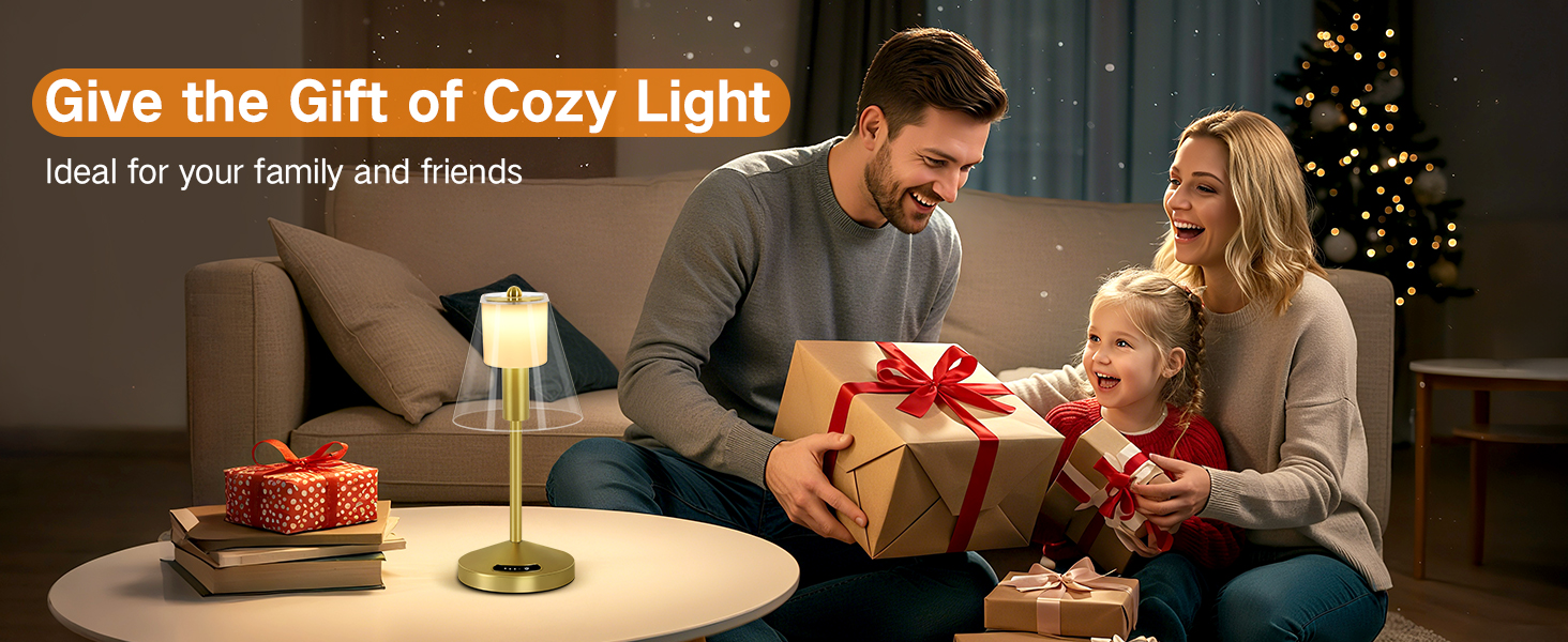 OUTON Бездротова настільна лампа Gold – LED лампа з торканням, регулювання яскравості, 3 режими кольору (3000K–6000K), акумулятор 4000mAh, USB-C, до 120 годин роботи, пам'ять, для спальні, бару та декору, золота