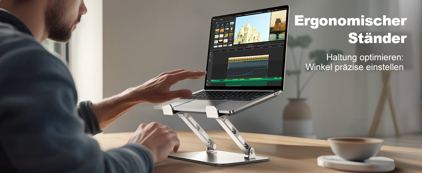 Підставка для ноутбука Babacom з охолодженням, регульована по висоті, ергономічна, складна, для MacBook Air/Pro (10-16 дюймів)