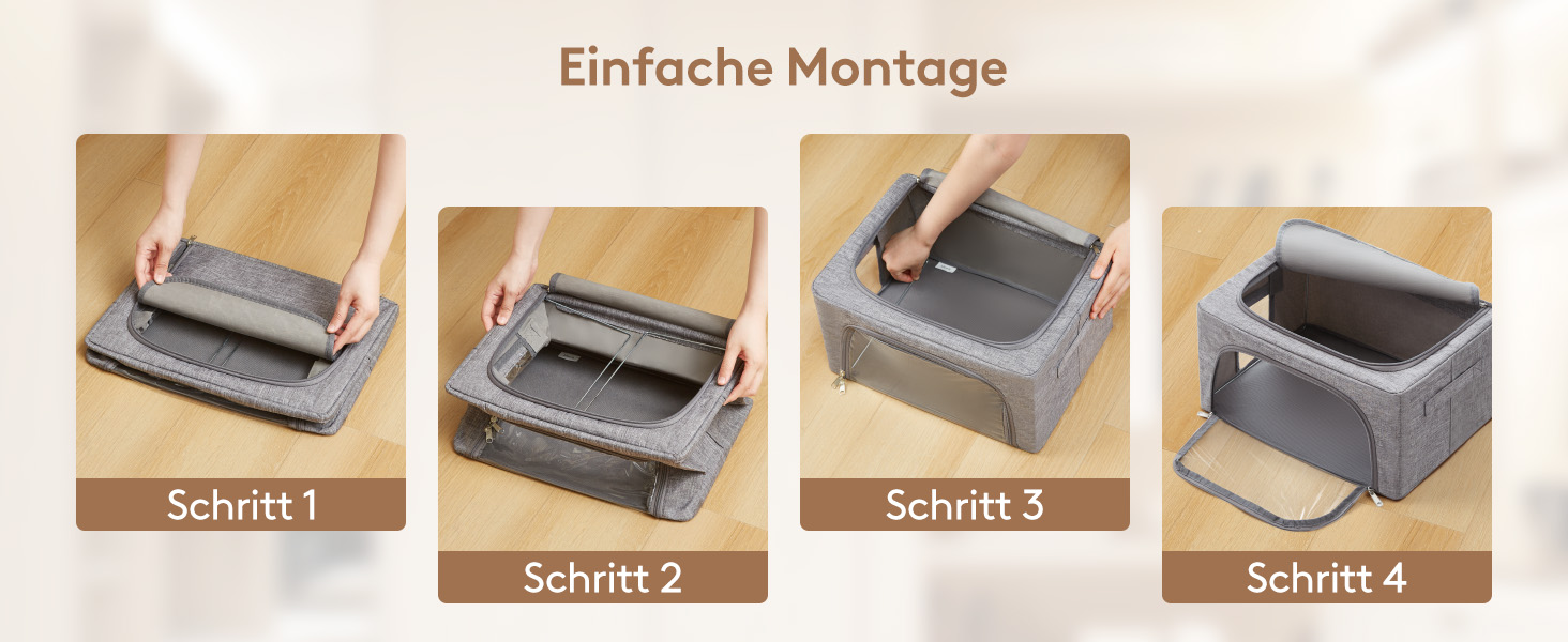 Органайзер для одягу Lifewit з кришкою, з металевим каркасом, сірий (2 шт., 25л)