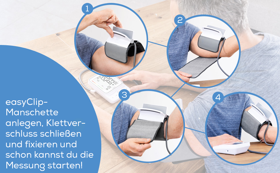 Тонометр Beurer BM 51 easyClip для вимірювання артеріального тиску на плечі, клінічно перевірений, автоматичний вимір тиску та пульсу