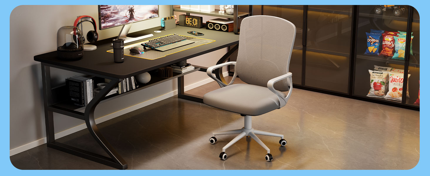 Офісний стіл Bürostuhl: ергономічний крісло з сітчастою спинкою, підтримка попереку, м'яке сидіння, регульована висота, сірий (без підголівника)