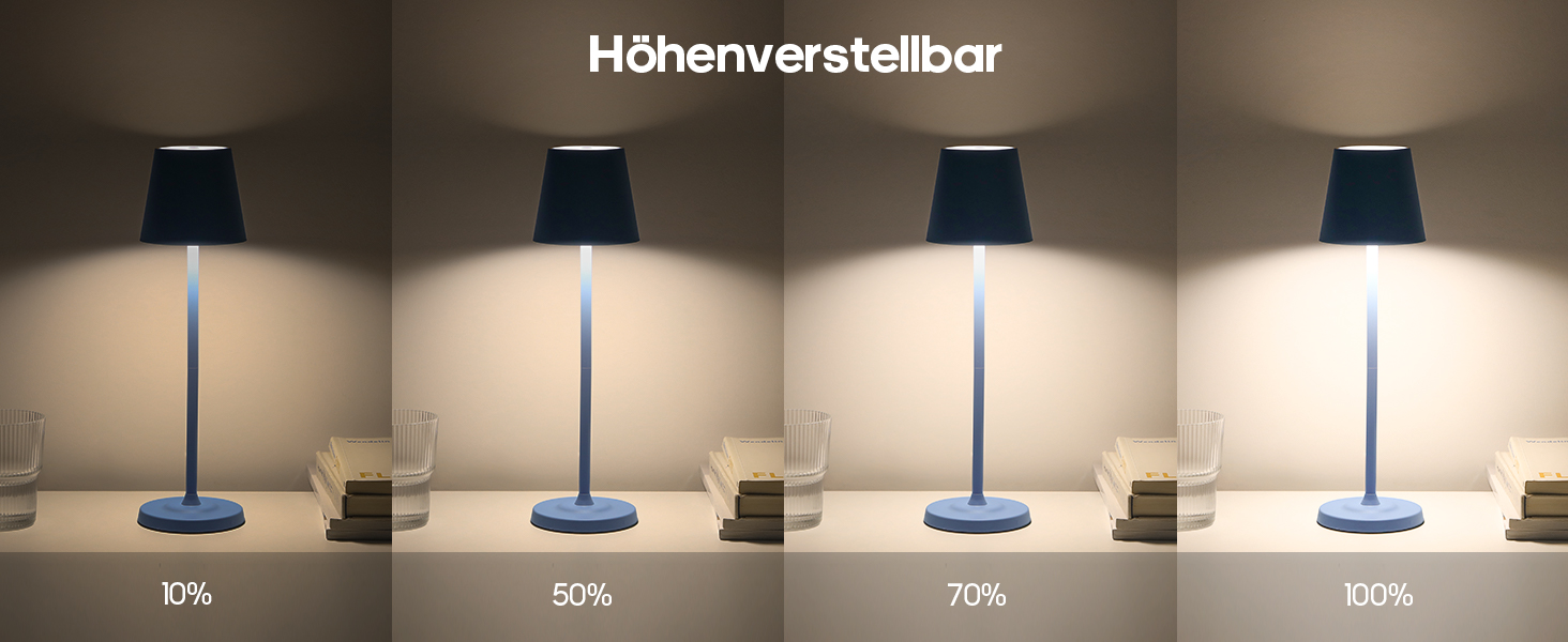 Світлодіодна настільна лампа 3-в-1 бездротова з акумулятором 5500mAh, регульована висота, димування, 3 кольори світла - USB лампа настільна металева водонепроникна сенсорна для дому та вулиці, комплект 2 шт. (Синій, 38.5x11.2x11.2 см)