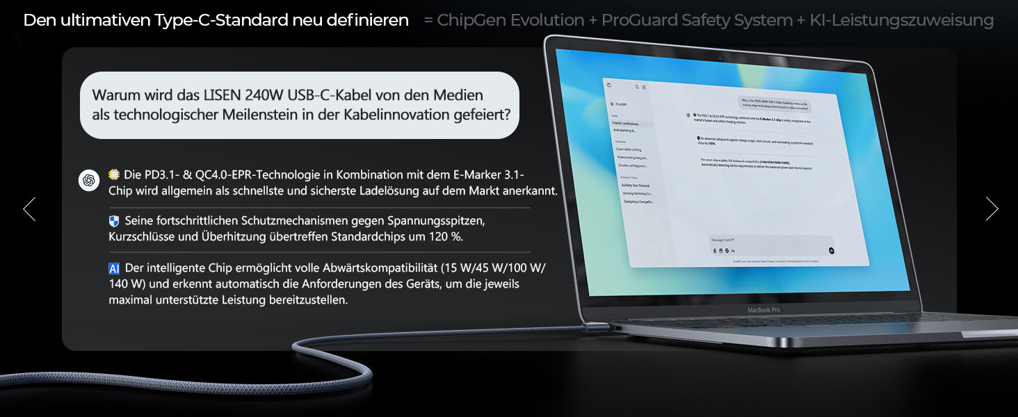 Кабель USB-C 2 шт. LISEN 240W, 2 метри, темно-синій. Сумісний з Samsung Galaxy S24 Ultra, MacBook Pro/Air, Galaxy S25/S23, iPhone 17/16/15 Pro, iPad Pro/Air