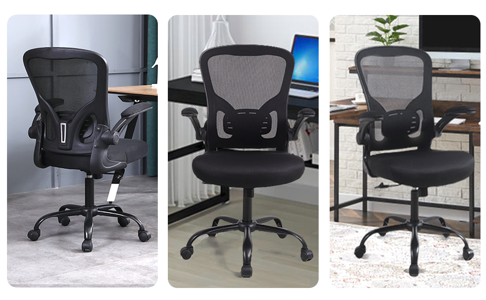 Офісне крісло Youhauchair: ергономічне, з підлокітниками, підтримкою попереку, дихаюча тканина, чорний колір