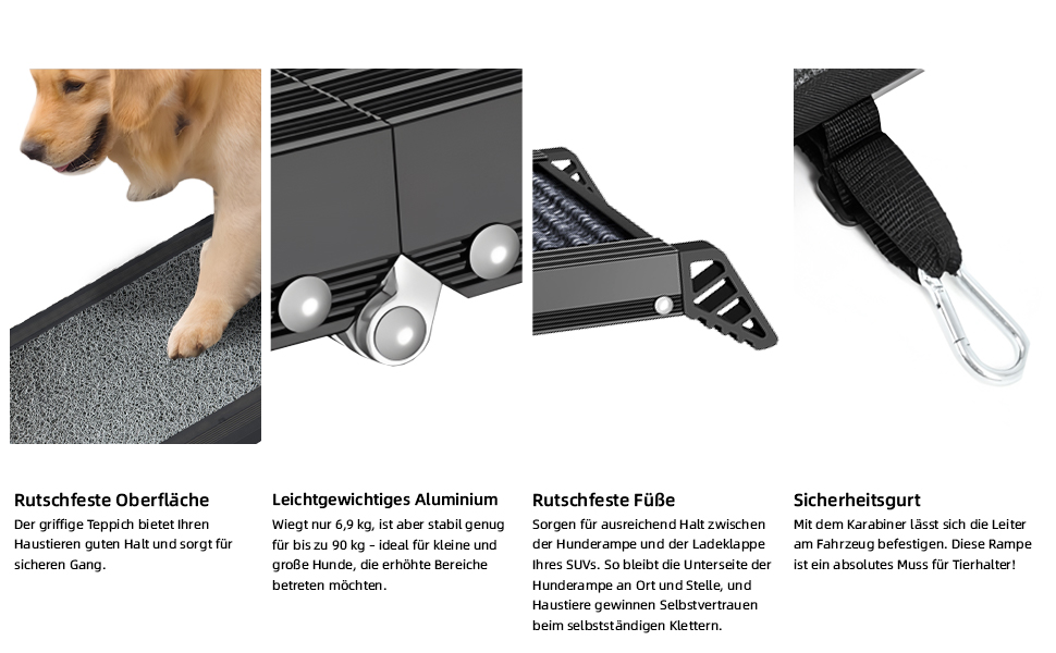 Рампа для собак у машину, розкладна, 170 см, з антиковзким покриттям, для маленьких, середніх та великих собак. Підходить для авто, SUV, вантажівки, дивану та ліжка.