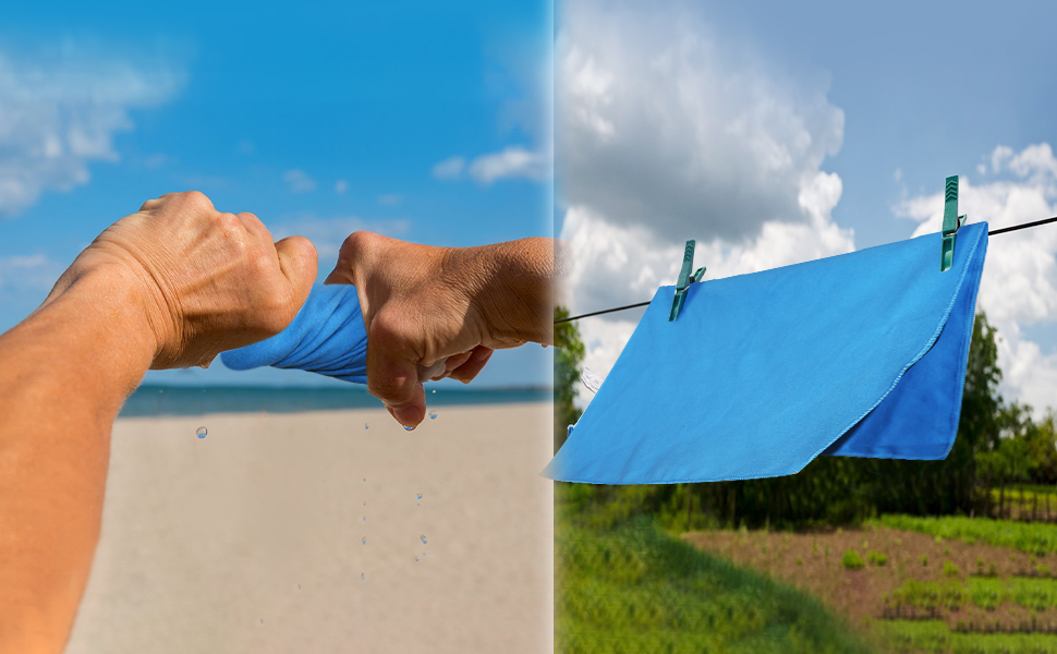 Набір рушників з мікрофібри, швидковисихаючих, 3 шт. (180x90см, 80x40см, 50x30см) для подорожей, спорту, пляжу, блакитний