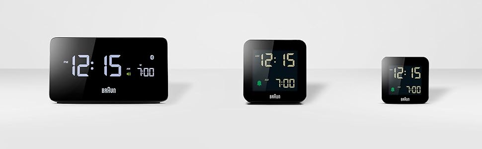 Цифровий будильник Braun BC10B з дисплеєм температури, дати та місяця, негативний LCD-екран, чорний
