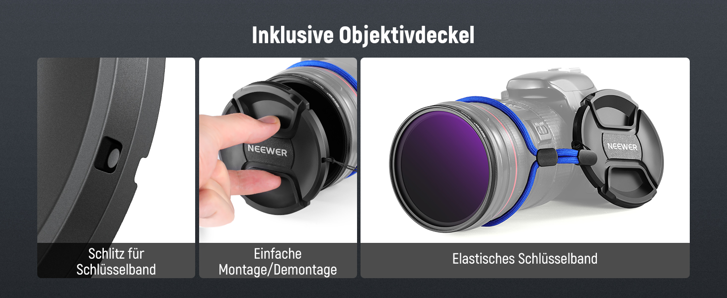 NEEWER Змінний ND-фільтр ND2-400 (1-9 Stop) для об'єктивів 62mm з кришкою, стрічкою та серветкою