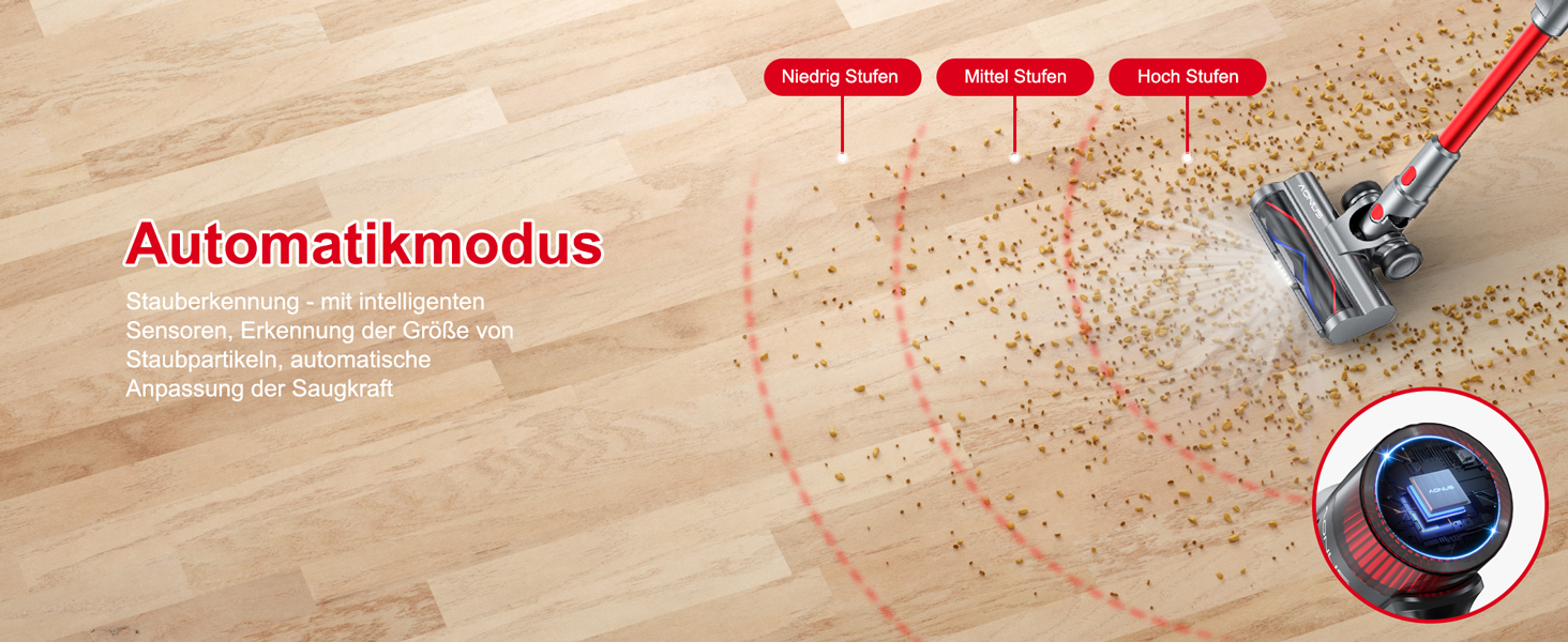 Акумуляторний пилосос Aonus A9 Pro, пластиковий, червоний, 500 Вт, об'єм 1 літр, 60 дБ