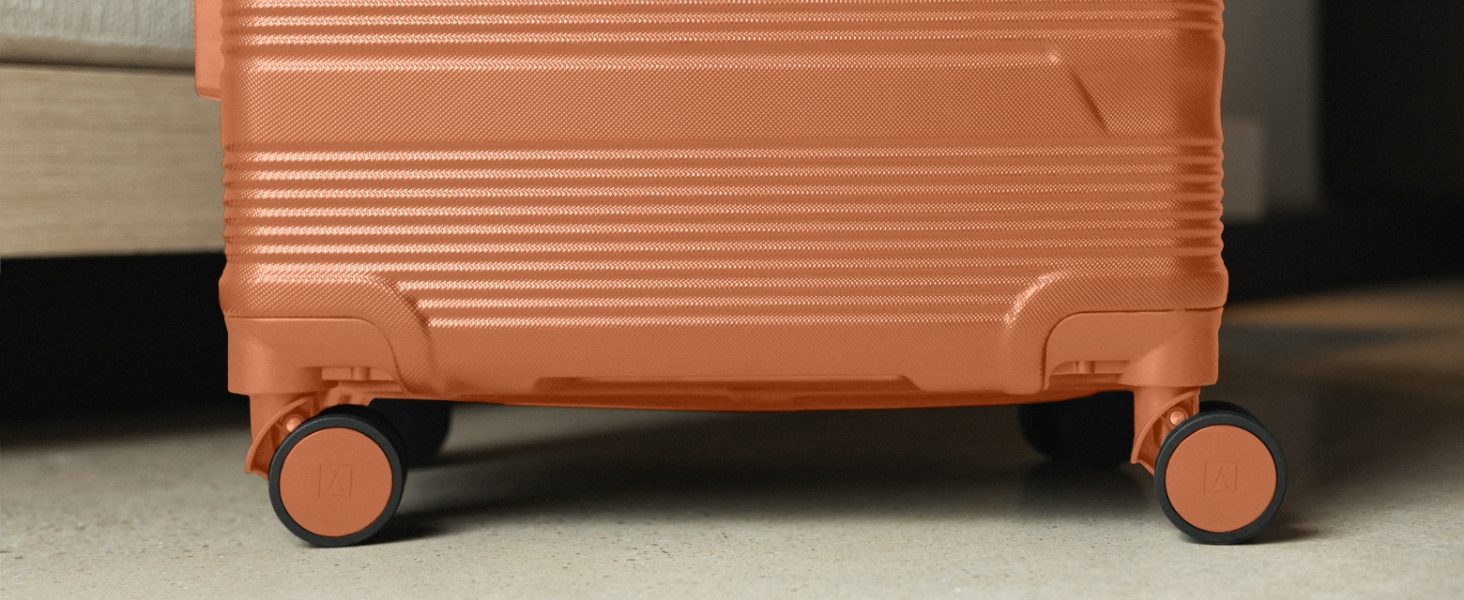 Набір валіз NUMADA 4 шт. Upfly T10 ABS: ручна валіза 55x40x20, середня 60L, велика 78L + косметичка. Оранжевий колір. Безпечний та міцний.