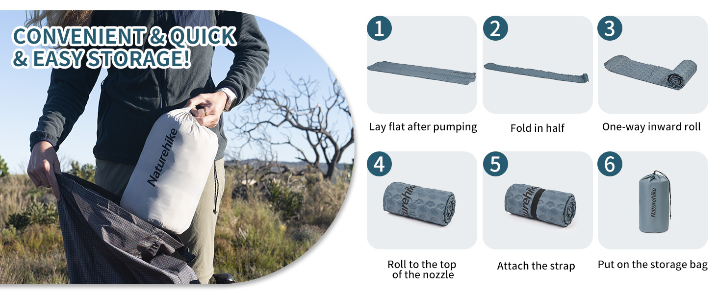 Naturehike Yugu: Саморозкладаний килимок для кемпінгу та трекінгу, 3.5 см, блакитний