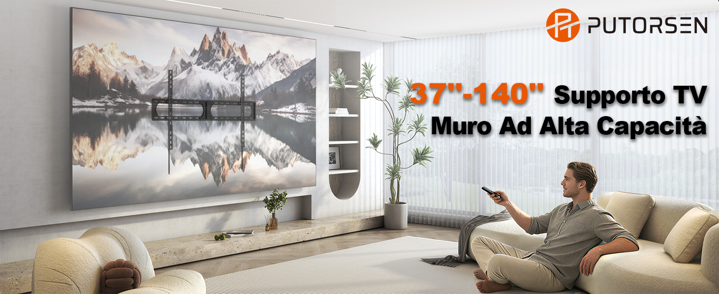 Кронштейн для телевізора Universal Ultra Slim 37-140 дюймів, вантажність до 125 кг, VESA 1200x800, чорний