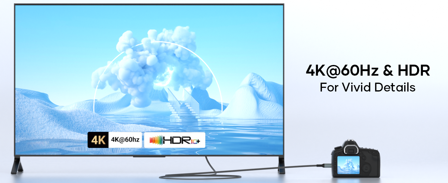 Кабель Micro HDMI - HDMI 2M, 4K@60Hz, підходить для Raspberry Pi, GoPro, камер, TV, моніторів, ноутбуків