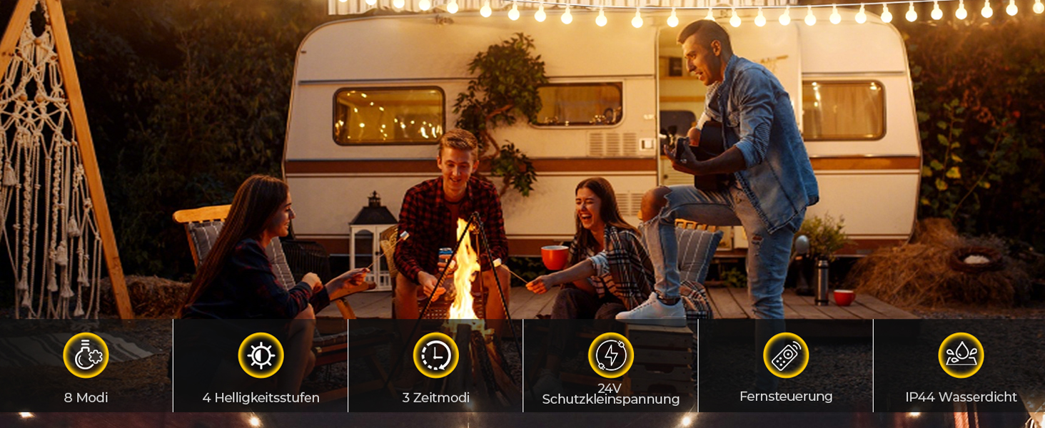 Гірлянда світлодіодна 15м, 100 LED, для дому та саду, IP44, 8 режимів, вологостійка, для дитячої кімнати, декору тераси та балкону