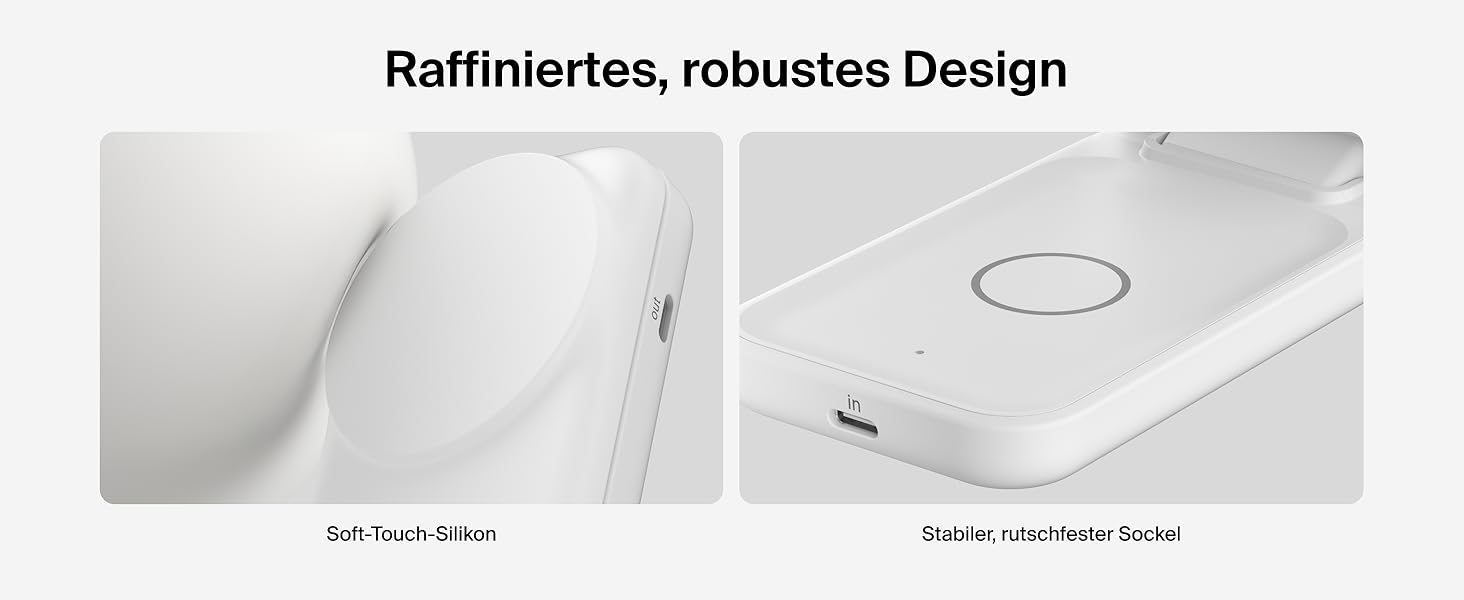 Беспроводная зарядка Belkin UltraCharge Qi 2.2 2-в-1 25W MagSafe сумісна для iPhone 17, iPhone Air, AirPods, Pixel – біла з USB-C адаптером 45W