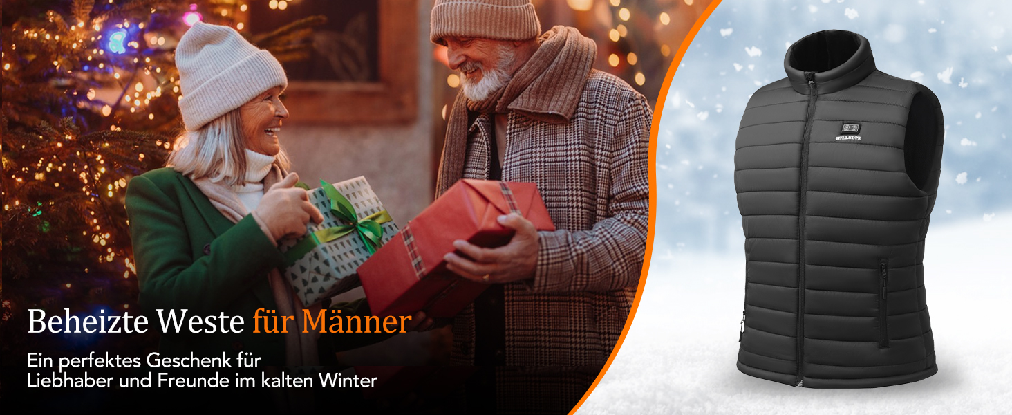 Електрична гріюча жилетка для чоловіків з акумулятором 20000mAh, 8 зон нагріву та 3 рівня температури, для активного відпочинку, чорна