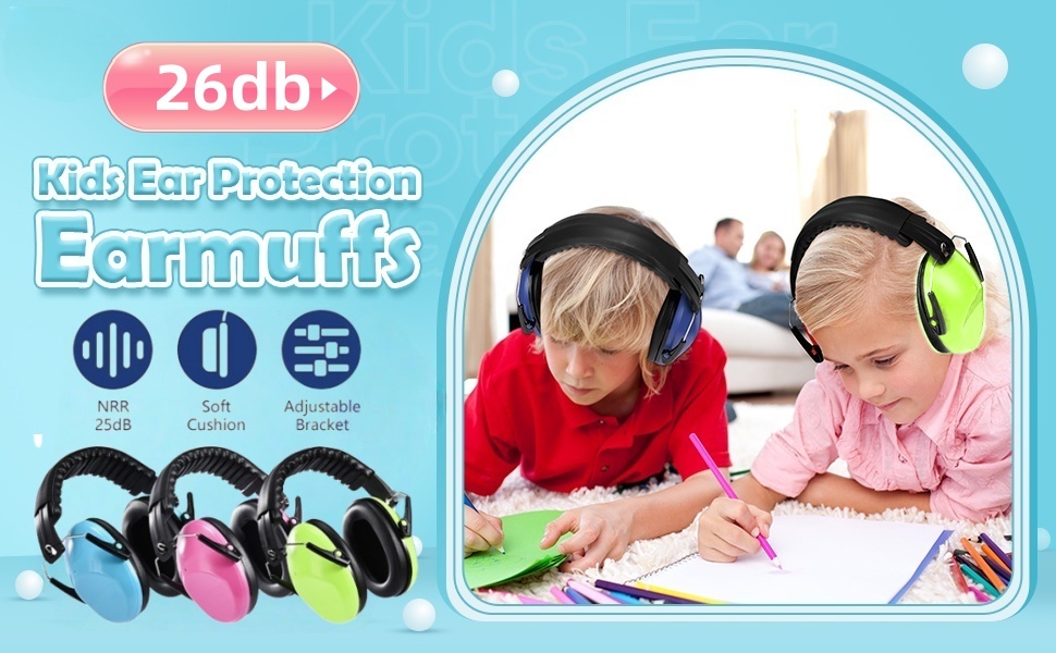 Навушники для захисту вух дитини, SNR 26dB, блакитні. Захист від шуму для сну, навчання, 3-16 років