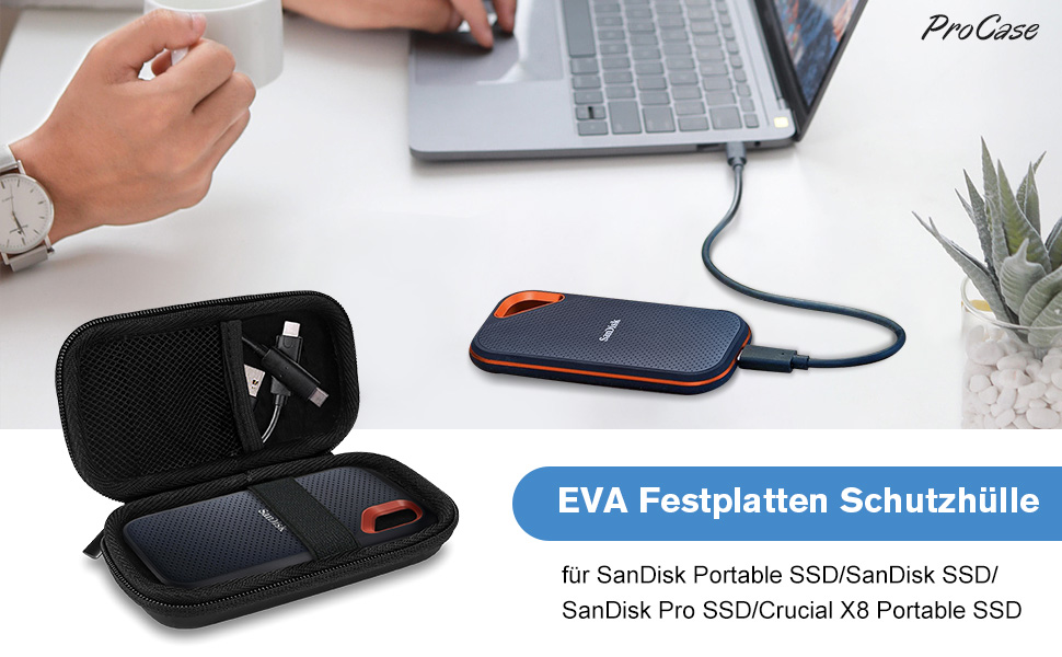 Чохол для SSD дисків ProCase: SanDisk Extreme PRO, Extreme Portable, Crucial X8 - чорний