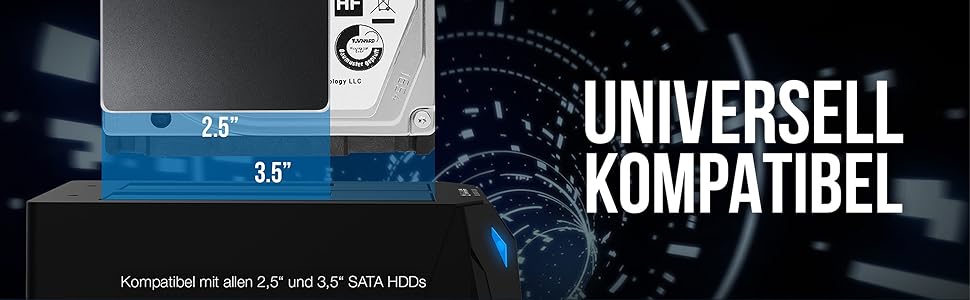 Док-станція Sabrent для 2 HDD/SSD 2.5'/3.5' з USB-C, 5Gbps, підтримка клонування, без інструментів (EC-CH2B)