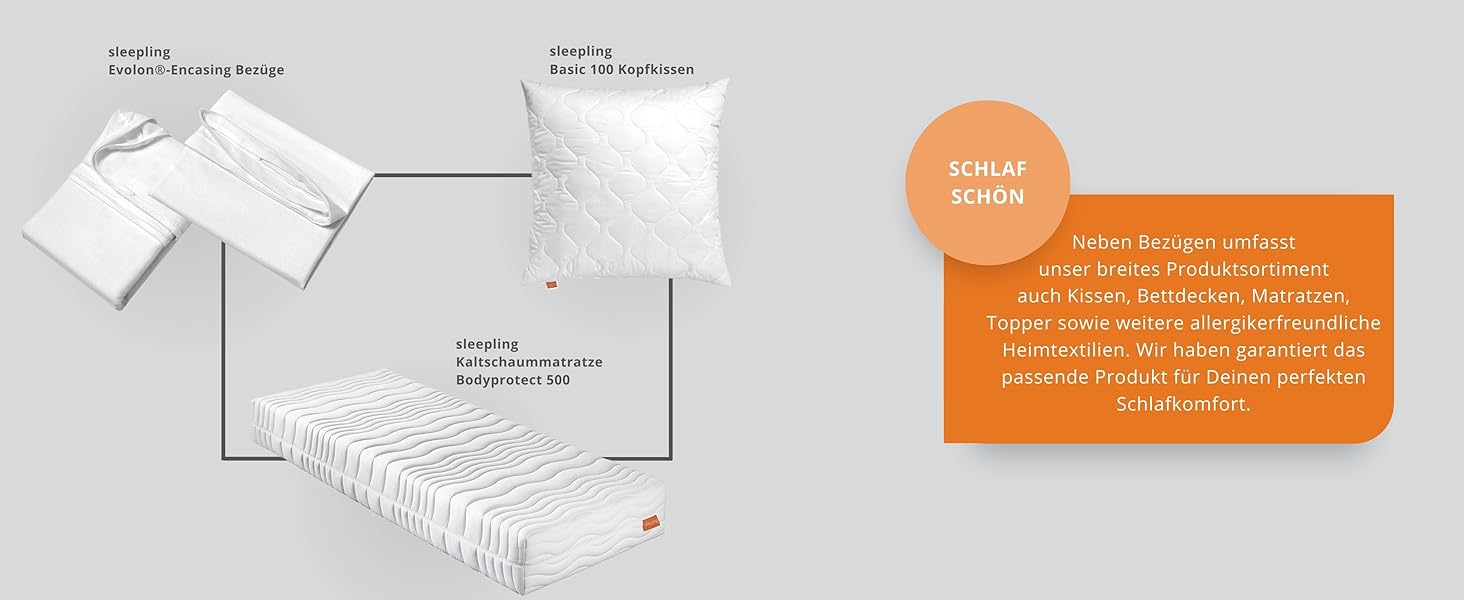 Чохол на матрац sleepling 90x200 см Evolon для алергіків, антикліщовий, захист від пилових кліщів, для матраців до 20 см, прати при 95°C, вироблено в Німеччині