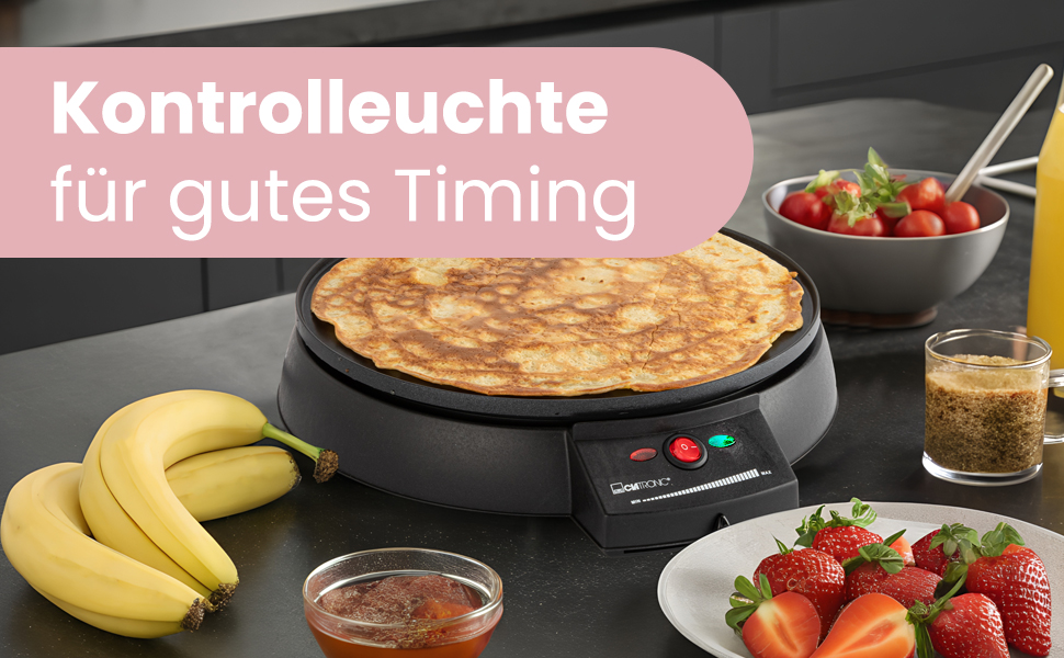 Clatronic® Crepe Maker for crepes with Ø29 cm | including batter dispenser | Crepe Maker | non-stick coated surface | continuously adjustable thermostat | Crepemaker | pancake maker with 900W | cm 3372