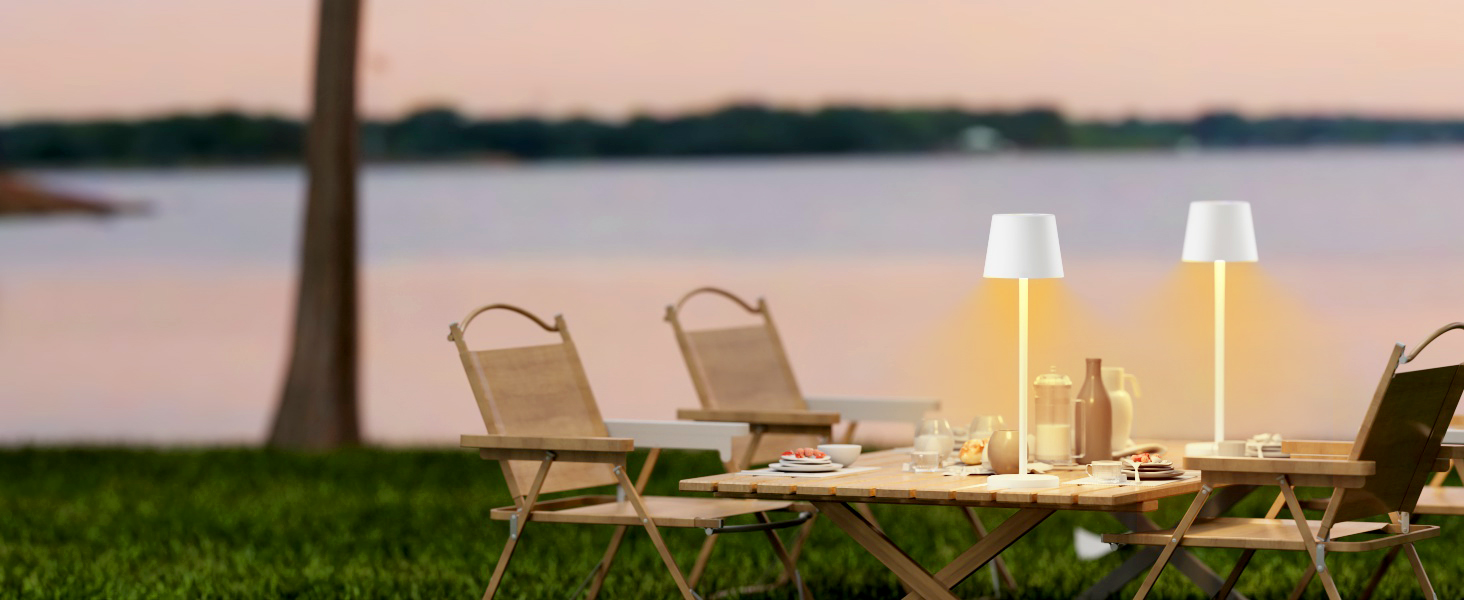 LED-лампа Qsky настільна бездротова диммерна акумуляторна, перезарядна тепле світло 3000K+RGB, алюміній, вологостійка для ресторану, спальні, бару, IP54 (срібна 2 шт.) (біла 2 шт.)