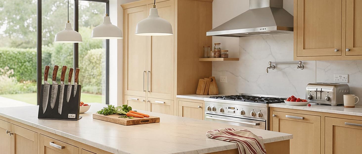 Набір кухонних ножів Wakoli EDIB Damast VG10 (3 шт.) в дерев'яній подарунковій коробці - гострі, ергономічні, з ручками Pakkawood