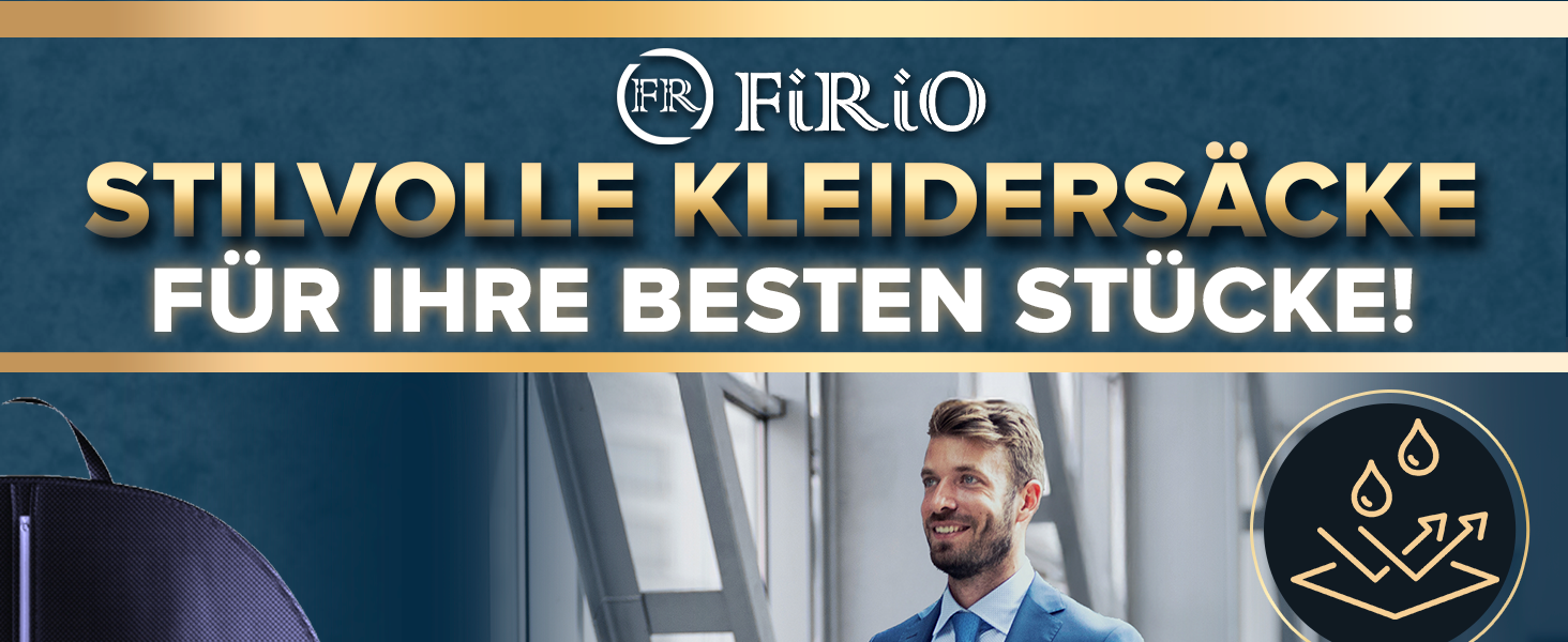 FiRiO® Преміум Чохол для Одягу 180 см - Складаний Чохол для Весільних та Довгих Суконь, Пальто - Дихаючий Захисний Чохол з Ручкою для Подорожей та Зберігання 180x60 см, 1 шт. (Блакитний)