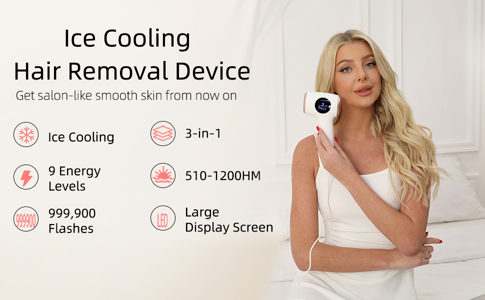 Пристрій для епіляції IPL TZWM 24J Turbo – безшумний, з адаптером 48W, 9 рівнів потужності, швидка епіляція за 0,5с, технологія Filament