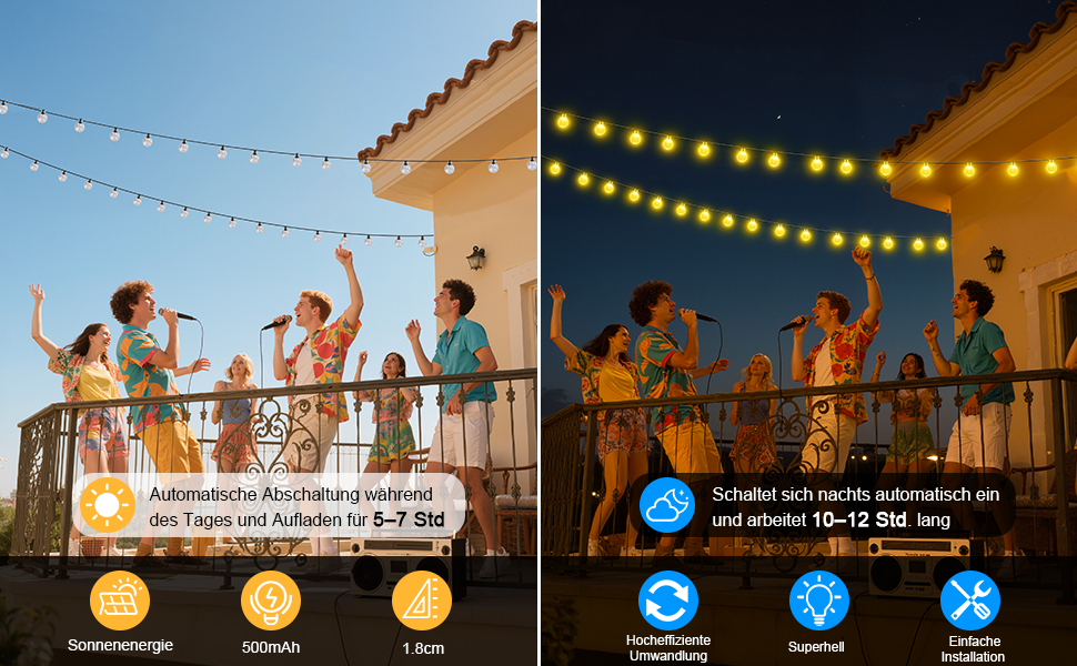 Сонячна гірлянда для вулиці, 60 LED, 13.2м, 8 режимів, IP65, тепле світло. Декорація для балкона, тераси, саду, ялинки.