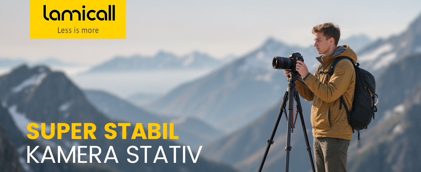 Штатив для камери та смартфона Lamicall Tripod: посилений трипод з швидким відкриттям, вантажопідйомність 8 кг, висота до 170 см, 4 рівні регулювання, помаранчевий