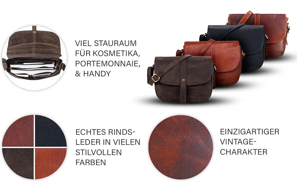 Стильна сумка-месенджер STILORD Kira з натуральної шкіри вінтаж, коричнева (Cognac/Maraska) - ідеальна для вечірок та повсякденного використання