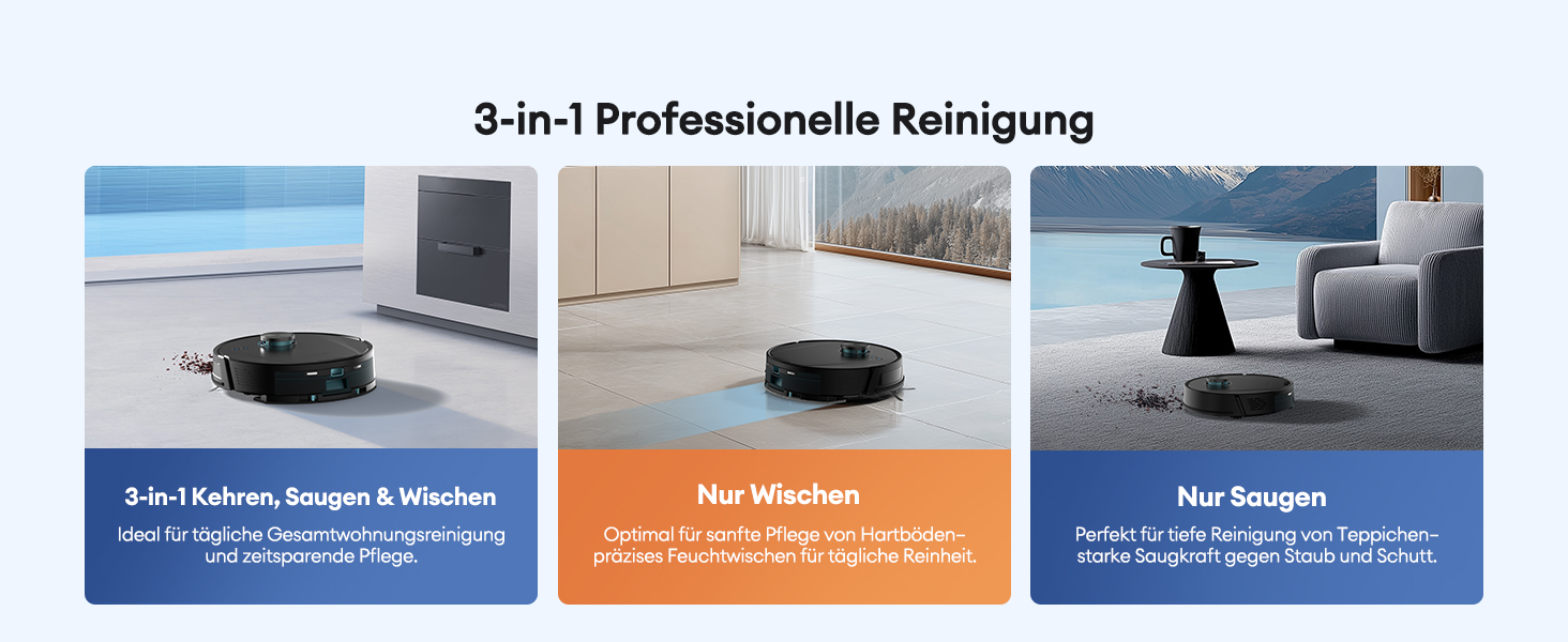 Робот-пилосос Ultenic T20 Pro з функцією миття підлоги, 8000 Па, станція самостійного очищення 3,5 л, для видалення шерсті тварин та килимів, AI-лазерне уникнення перешкод, керування через додаток