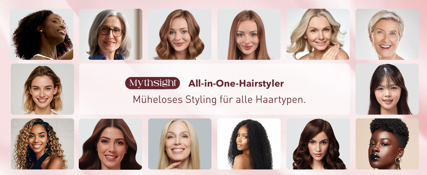 8-в-1 Airstyler: Фен-щітка для волосся з автоматичною насадкою для локонів, етикеткою Pink. Швидке сушіння, об'єм та без пошкоджень. У комплекті сумка для подорожей.