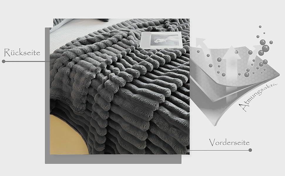 Тепла фланелева ковдра 150x200 см - м'яка ковдра на ліжко та диван, ідеальний подарунок для мами, дружини та подруги (темно-сірий)