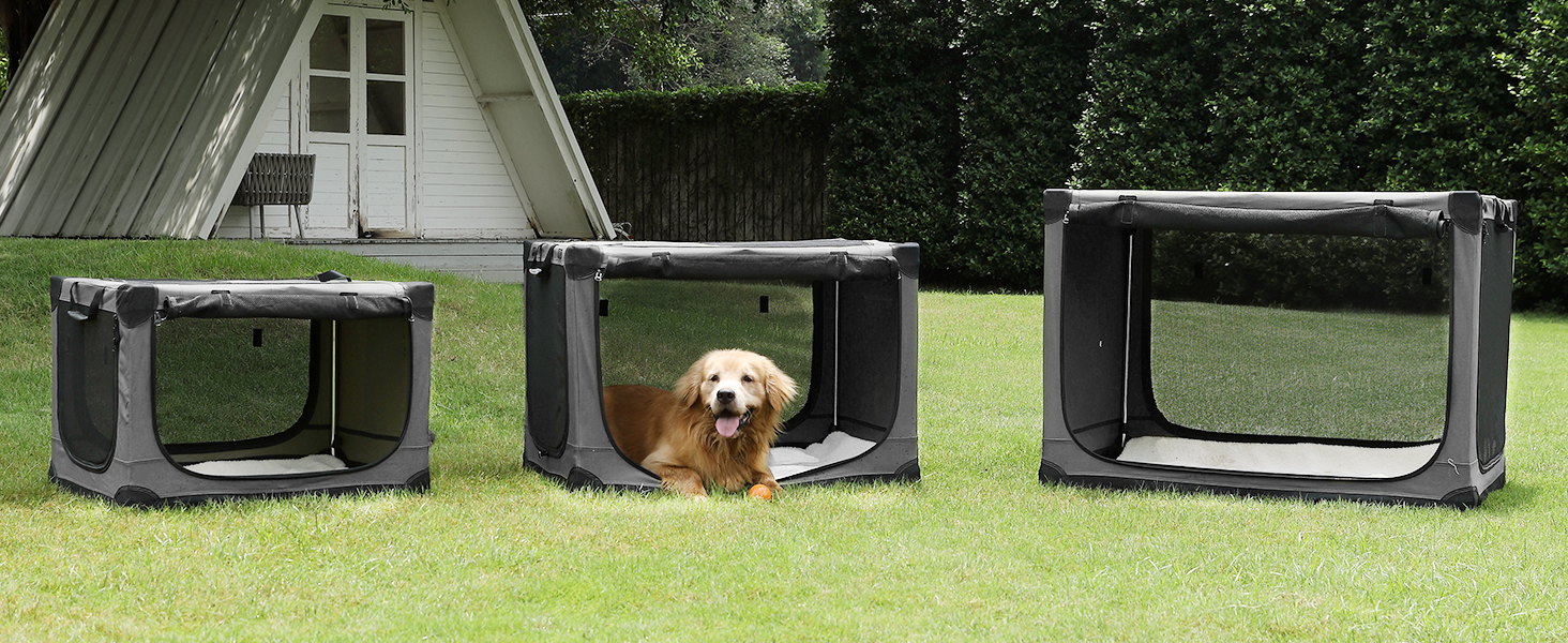 Складана переноска для собак середніх порід, 76x54x54 см, зелена/сіра