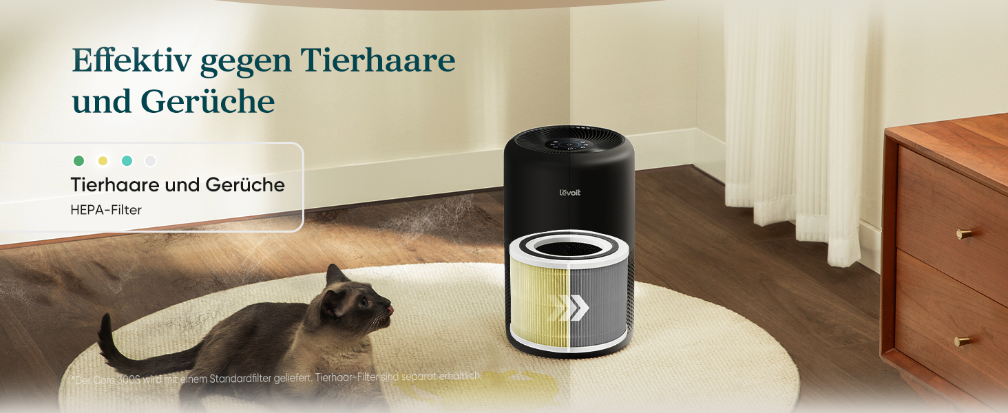 Повітряочисник LEVOIT з HEPA-фільтром: видаляє цвіль, пил, пилок, шерсть тварин. Автоматичний режим, CADR 240 м³/год, тиха робота 22dB, таймер, для кімнат до 50 м², білий/чорний