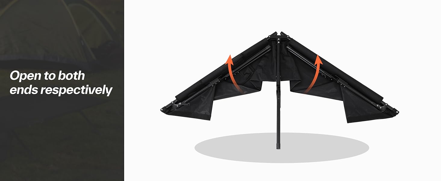 Розкладне ліжко Sportneer для кемпінгу та відпочинку на природі, 199x73 см, чорне