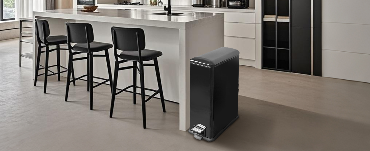 Сміттєвий бак для кухні 30 літрів, вузький, з м'яким закриттям, з педаллю, зелений