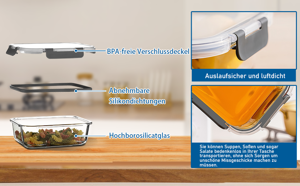 50 великих контейнерів для зберігання з кришкою, герметичні | Без BPA | Складаються | Контейнери для зберігання продуктів для приготування їжі | Підходять для морозильника та мікрохвильової печі | 25 контейнерів + 25 кришок | Герметичний дизайн