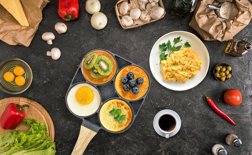 Пательня для млинців та яєць 4-х відділова антипригарна, для індукції та газової плити