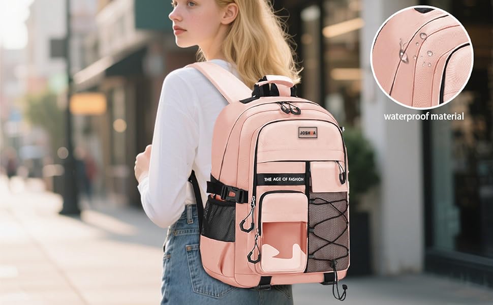 Водонепроникний рюкзак для школи: великий, міцний, для підлітків та дорослих (рожевий)